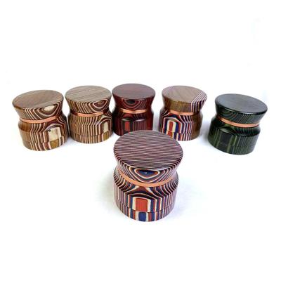 China Herb Leaf Grinding Flower The New Type Of Mantle Solid Wood Aluminum Alloy Tobacco Spice With 4 Layers Of Smoke 63mm Herb Grinder for sale