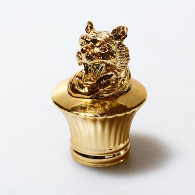 China Custom Made Zinc Alloy Lion Head Perfume Cap Surface Plating Process for sale