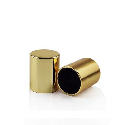 China Luxury Perfume Package Custom Engraved Logo Cylinder Shaped Spray Perfume Gold Zinc Alloy Metal Cap for sale