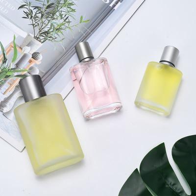 China Luxury Recyclable 30ml 50ml 100ml Frosted Glass Perfume Bottle With Pump Spray Cap for sale