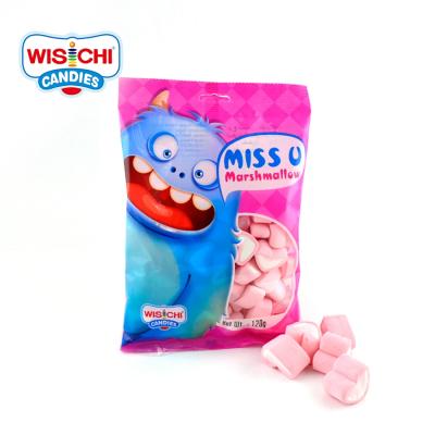 China Free sample natural halal marshmallow candy mini fruity valentine pink heart marshmallow for sale