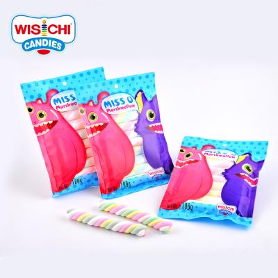 China Hot Selling Halal Candy Twist Colorful Candy Marshmallow Full Size Free Sample Halal Marshmallow for sale