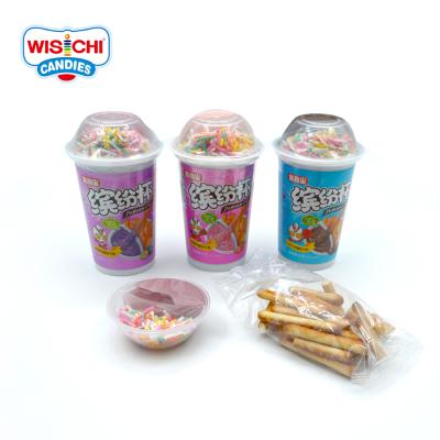 China Free Sample Sugar Needle Sprinkles Candy Strawberry Jam Finger Cookies Cup Chocolate Cup Cookie Piece for sale