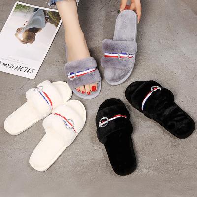 China CUSHIONING the flury slipper zaoqiang slippers ladies women sandals clearprice upper outdoor transparent fur women for sale