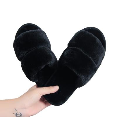 China CUSHIONING Factory Sale Fashion Artificial Fur Couples Solid Color Warm Home Bathroom Slippers for sale