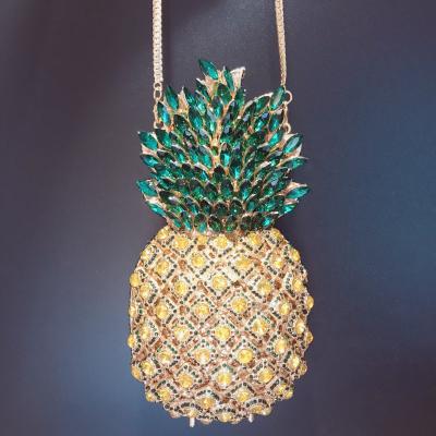 China New Designer Bling Glitter Crystal Rhinestone Pineapple Rhinestone Banquet Dinner Party Women Diamond Clutch Bag Diamond Crystal Bag Full Diamond Purses for sale