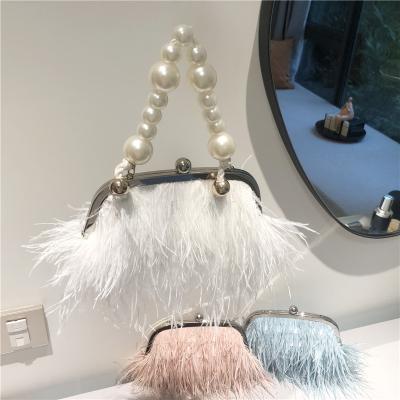 China New Designer Bling Glitter Crystal Rhinestone Ostrich Feather Wedding Evening Evening Clutches Purses Fur Bags Women Handbags (H152) for sale