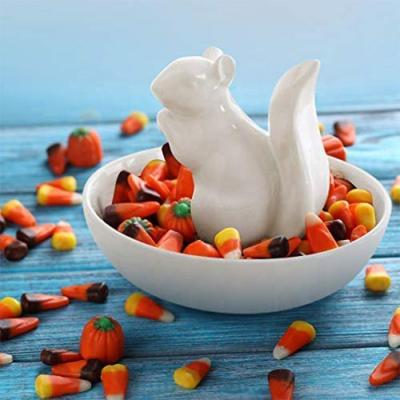 China China GH Ceramic Squirrel Nut Bowl Snack Serving Dish, Ceramic Squirrel Dish For Dried Fruit for sale