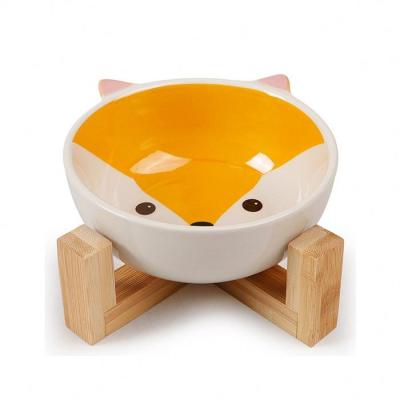 China Guanhong New Design Sustainable Cat Face Shape Ceramic Drinking Bowl With Stand for sale