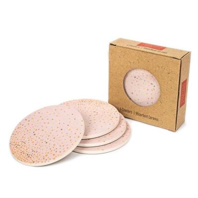 China GUANHONG Viable Special Pink and Rose Gold Drink Ceramic Coasters Set Wholesale for sale