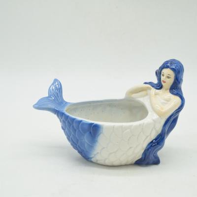 China Modern Design Mermaid Shape Desktop Decor Flower Pot for sale