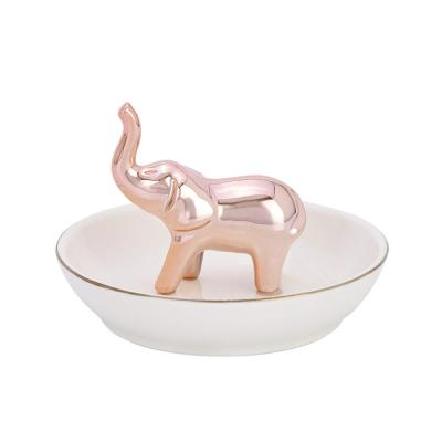 China Wholesale Home Decor GUANHONG Elephant Jewelry Holder Elegant Ceramic Trinket Dish for sale