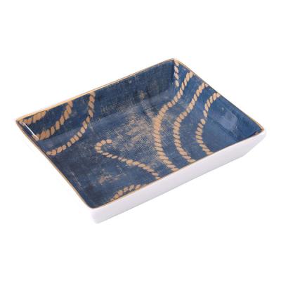 China Wholesale GUANHONG Denim Fabric Marble Rectangle Shape Custom Ceramic Jewelry Tray Ring Holder for sale