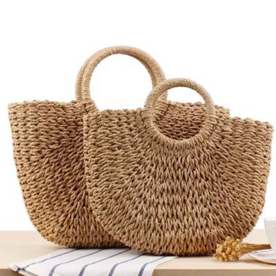 China Fashion Women Eco-Friendly Wholesale Natural Lady Handmade Straw Basket Bag Straw Beach Bags Summer Beach Bag for sale