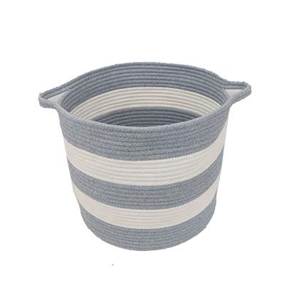 China Sustainable Custom Logo Cotton Rope Woven Storage Basket Single Non-deformation 100% Cotton Rope Basket for sale