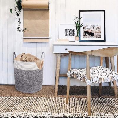 China Sustainable Extra Large Cotton Rope Decorative Woven Basket Shaped Cotton Rope Storage Basket for sale