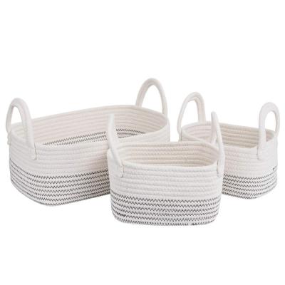 China Sustainable Hot Wholesale Yellow Cotton Rope Basket s/3 Storage Cotton Rope Basket for sale