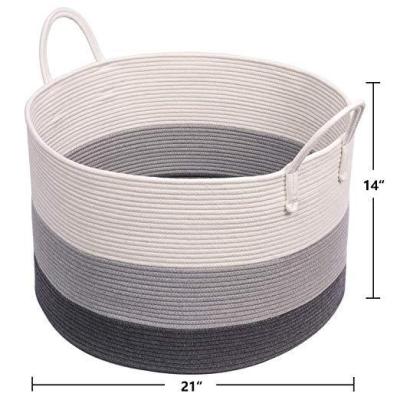 China Sustainable Woven Basket Cotton Rope Basket Baby Clothing Cotton Rope Storage Basket for sale