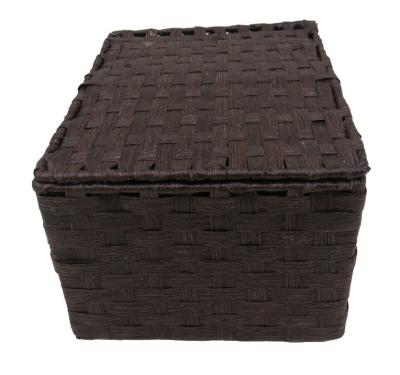 China Hot Sale Handmade Foldable Paper Straw Storage Baskets With Lid Viable for sale