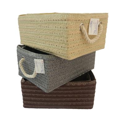 China Sustainable Household Functional PP Woven Storage Basket With Handle for sale