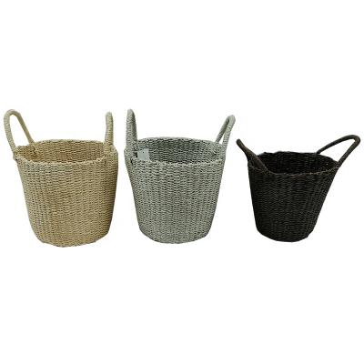 China Sustainable Paper Straw Porcelain Straw Storage Basket Handwoven Paper Basket For Household for sale