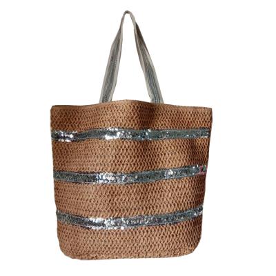 China Eco-friendly Crochet Paper Bag Bag Fashion Beach OEM Straw Handbags Summer Beach Lady Paper Shopping Bag for sale