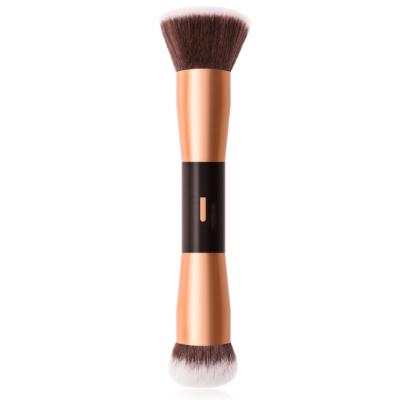 China Customized Private Label Dual Logo Long Lasting Rose Gold Double Head Powder Double Ended Makeup Brush Foundation Brush for sale