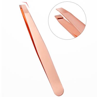 China Durable Beauty Hair Tweezers Fine Hair Puller Stainless Steel Colored Slant Eyebrow Slant Eyebrow Trim Removal Makeup Tools for sale