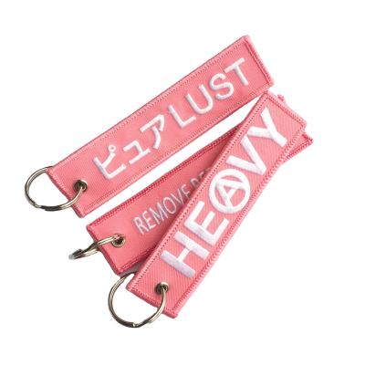 China Promotion Gift Custom Pilot Crew Take Off Key Tags Embroidered Keychains Before Airplane for sale