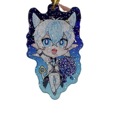 China Custom Kawaii Custom Acrylic Charm Plastic Glitter Acrylic Glitter Keychains For Gifts for sale