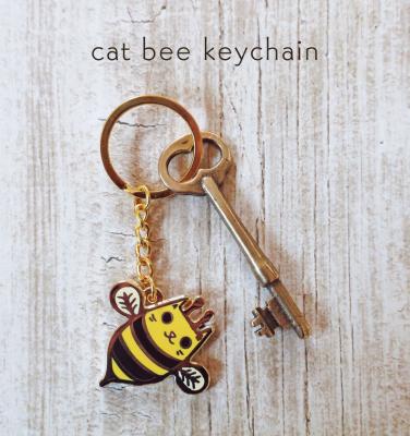 China art & Hot Sale Collectable Bee Keychains Customs Cat Metal Key Chain Kwaii Keychian For Women China Keyrings for sale