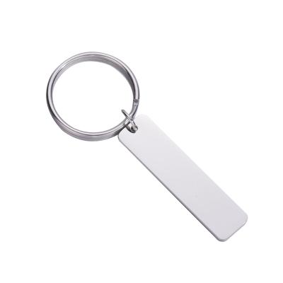 China art & Customized Collectable Logo Key Chain Engraved Mirror Polished Stainless Steel Square Bar Keychains for sale