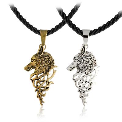 China CLASSIC Jewelry Large Wolf Antique Silver Pendant Necklace Rigid Stainless Steel Game Thrones New Arrivals for sale