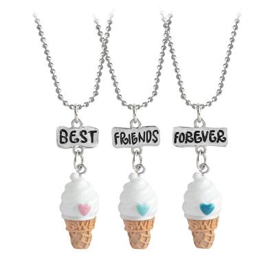 China New CLASSIC Cheap Wholesale Cute Ice Cream Best Friend Set Kids Necklace for sale