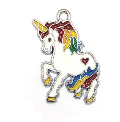 China CLASSIC Colorful Rainbow Unicorn Pendant Jewelry Findings Gold Enamel Necklace DIY Charms Necklace Accessory for sale