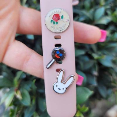 China CLASSIC Wholesale Custom Heart Stud Mini Bunny Enamel Bracelet Charms Alloy Watch Band Accessories Charms for sale