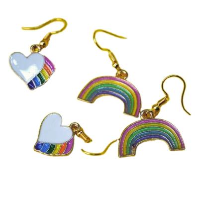 China China Rainbow Statement Enamel Earrings Small Cute Multi Colored Shapes Custom Jewelry for Women and Girls for sale