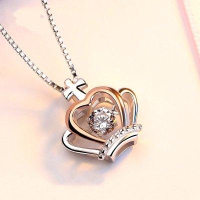 China CLASSIC Jewelry Necklace Mother's Day Gift Diamond Necklace Crown Pendant Necklace Creative Moving For Women for sale