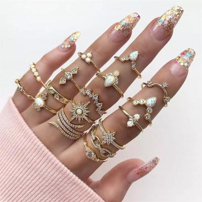 China High Quality Fashion High Quality Octagon Star Drops Geometric Crown Crystal Gold Rings Rings For Women for sale