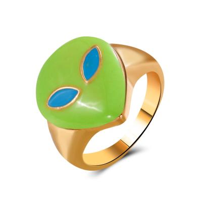 China 2021 hot new arrival fashion environment friendly smile rings beautiful cute flower rings INS wrap colorful alien rings for sale