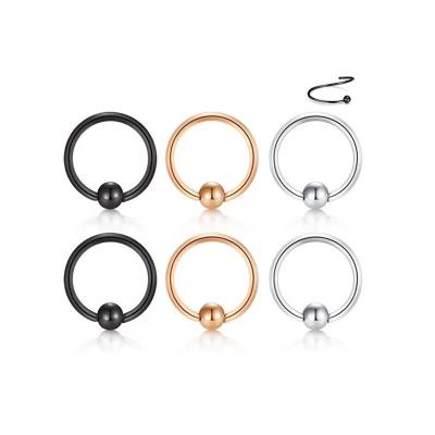 China 2021 FASHIONABLE High Quality Gold Circle Ring Surgical Steel Septum Eyebrow Enclosed Captive Nose Ring Pearl Stainless Steel For Women for sale