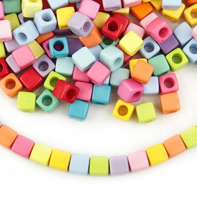 China New Cute Big Hole Cube Loose Beads Kids DIY Easy 10 Macaron Colors Acrylic Beads For Jewelry Making for sale