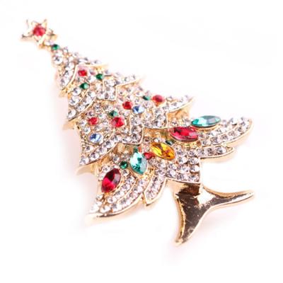 China 2021 hot sale ALLOY copper alloy rhinestone brooch luxury special fascinating Christmas brooch for women men for sale