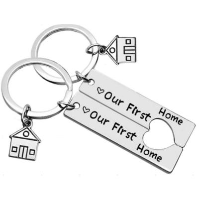 China 2022 New Fashion Sc Factory Car Metal Key Chains Housewarming Home Custom Gifts Our Army Dish Stainless Steel Home First Key Chain Men for sale