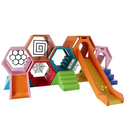 China Small Honeycomb Amusement Center Slide Indoor Soft Playground Soft Playground Stairs And Slide For Preshcool for sale