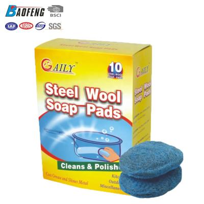 China Sustainable Favorable Price Stainless Steel Wool Scourer Environmental Cleaning Soap Pads for sale