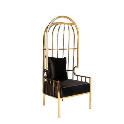 China Modern Cage Design Events Banquet Hotel Dining Furniture Stainless Steel Golden Wedding Chairs for sale