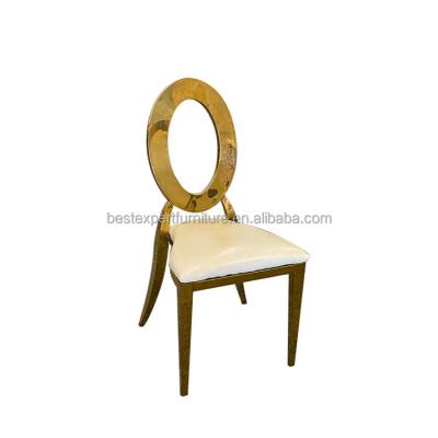 China Modern High quality popular Banquet Restaurant Hotel Oral Back Gold Stainless Steel Wedding Dinning Chair for sale