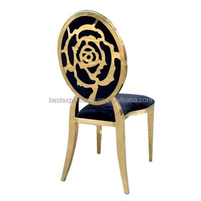 China Modern Own Factory Good Quality Luxury Stainless Steel With Cushion Pattern Back Hotel Furniture Wedding Chairs Banquet Event Chairs for sale