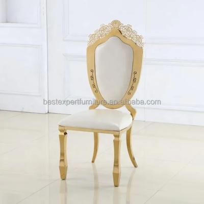 China Modern Elegant Design Event Furniture Gold Banquet Stainless Steel Frame Dining Chair for sale